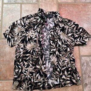 Erika Leaf Pattern Shirt in Black and Cream